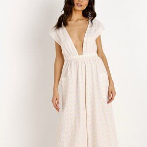 Mara Hoffman Whitney Jumpsuit, XL, White Sand